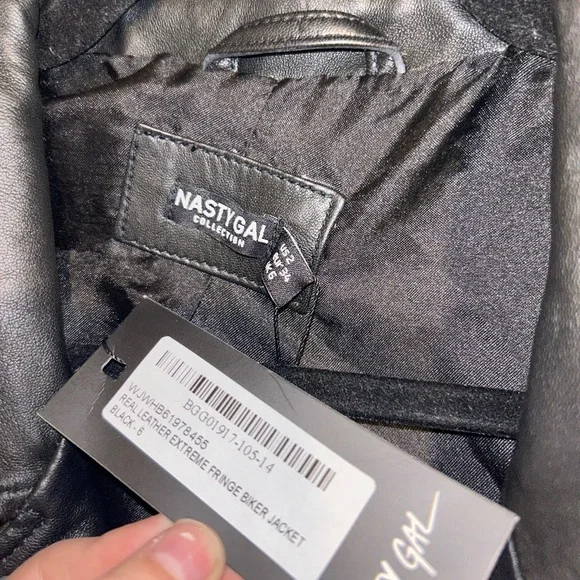 Nasty Gal Real Leather Fringe Moto Jacket - Picture 4 of 4